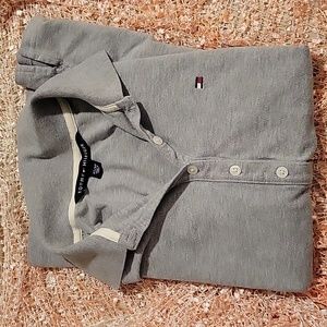 Tommy Hilfiger Girls' Long Sleve Polo Shirt, XS, Gray